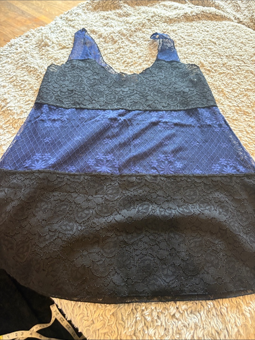 Free People Intimately Lace-Panel Tank - Black and Blue